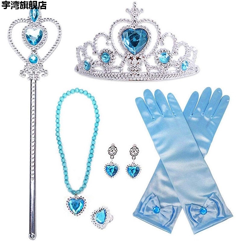 Princess Crown Magic Wand Gloves Elsa Headband Elsa Frozen Hair Accessories Hairpin Jewelry Little Girl Performance