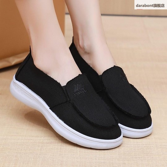 Осенние универсальные повседневные туфли без застежек, неглубокие туфли на плоской подошве, дышащие тканевые туфли в стиле старого Пекина, женские холщовые туфли для студентов.