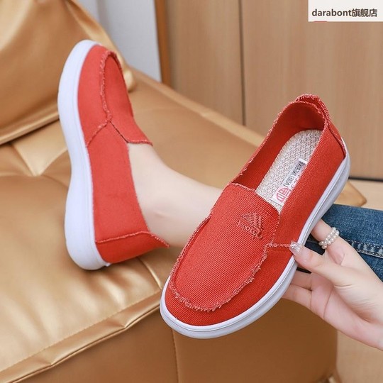 Осенние универсальные повседневные туфли без застежек, неглубокие туфли на плоской подошве, дышащие тканевые туфли в стиле старого Пекина, женские холщовые туфли для студентов.