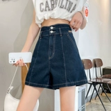 Синяя цветная джинсовая юбка, шорты, тонкие штаны, утягивающий пояс на талию, высокая талия, оверсайз, свободный крой, А-силуэт