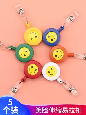 High quality frosted New easy pull buckle telescopic buckle hospital nurse work card clip badge cute work card buckle label label telescopic buckle custom work card smiley face employee card sleeve badge clip