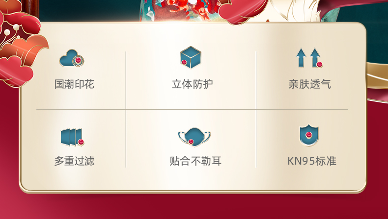 维德医疗 国潮仙鹤款KN95防护口罩 10只 图2