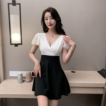 Nightclub womens summer low-cut night shop dress female sexy princess clothes lace foot bath technician work clothes