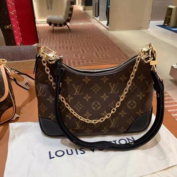 Lv louis vuitton women's bag boulogne black croissant chain shoulder crossbody bag armpit bag m45831