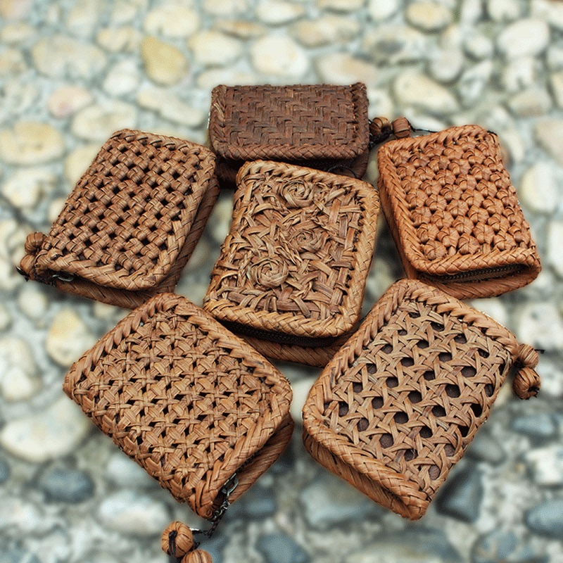 Exported to Japan, Mountain-Patterned Woven Card Holder Coin Purse, Small Mini Thin Large-Capacity Zipper Multi-Layer