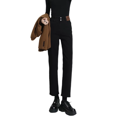 Черные прямые свободные джинсы, осенние приталенные демисезонные штаны, подходит для подростков, большой размер