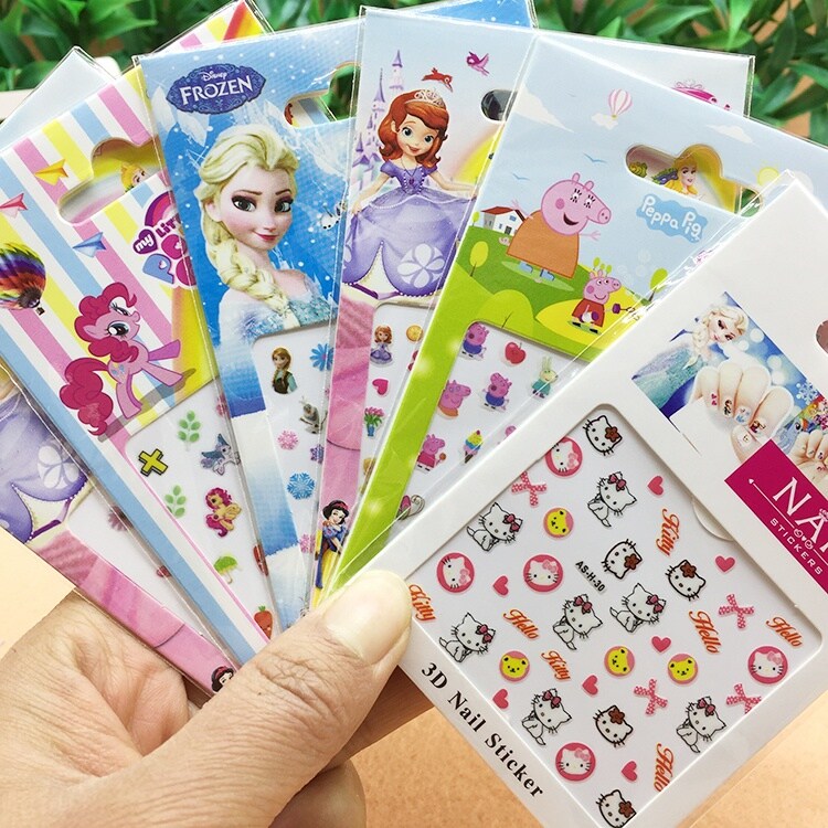 South Korea Waterproof Beauty Nail Sticker Little Girl Cartoon Child Nail Sticker Baby 3D Cubism
