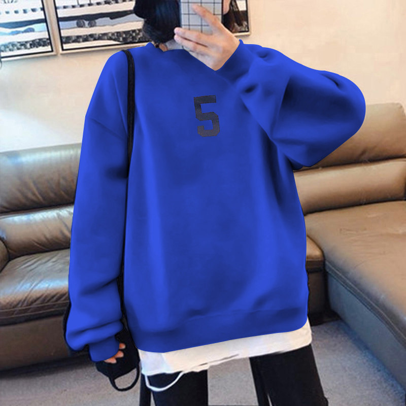 2023 spring and autumn new sweater women's plus velvet loose Korean version large version lazy style fake two-piece jacket trendy