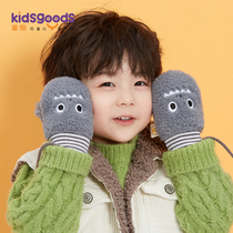 Gloves Childrens mens and womens children winter warm thickened knitted cute infant children with fingers plus velvet windproof baby