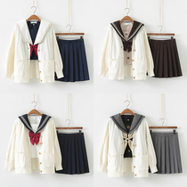 Autumn Winter JK Uniform Dress Genuine Sweater Suit Female day College Wind Childrens sailor to serve long sleeve jk Full set