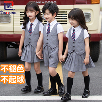 School uniform set for primary school students kindergarten garden clothes Summer clothes British college style childrens graduation class clothes vest three-piece set