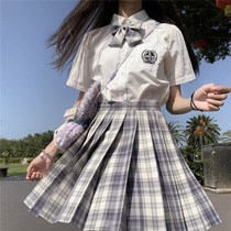 JK Uniform Suit Summer Plaid Skirt Child Female Elementary School Wind Genuine original short sleeve plexein full set