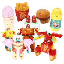 Deformation Toys Burger Fries Cake Ice Cream Creativity Puzzle Food Robot Diamond Boy Birthday Gift