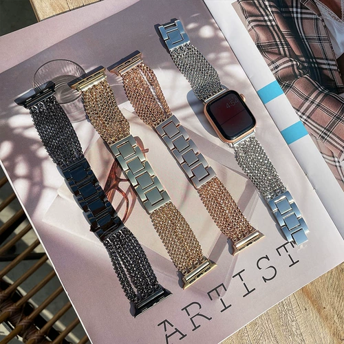 Creative AppleWatch Strap Metal Iwatch Watch Se Watch Bess 5/6 Sports 3/4 Multi-Chain New Model 38 Premium 44/42/40 мм летняя музыкальная замена для девочек.