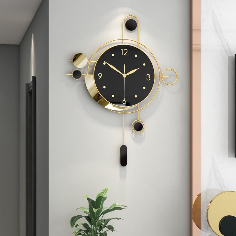 Nordic Light Lavish Timepiece Hanging Clock Living Room Home Hanging Wall Fashion Creative Atmosphere Hanging Watch Modern Decor Silent Clock-Taobao