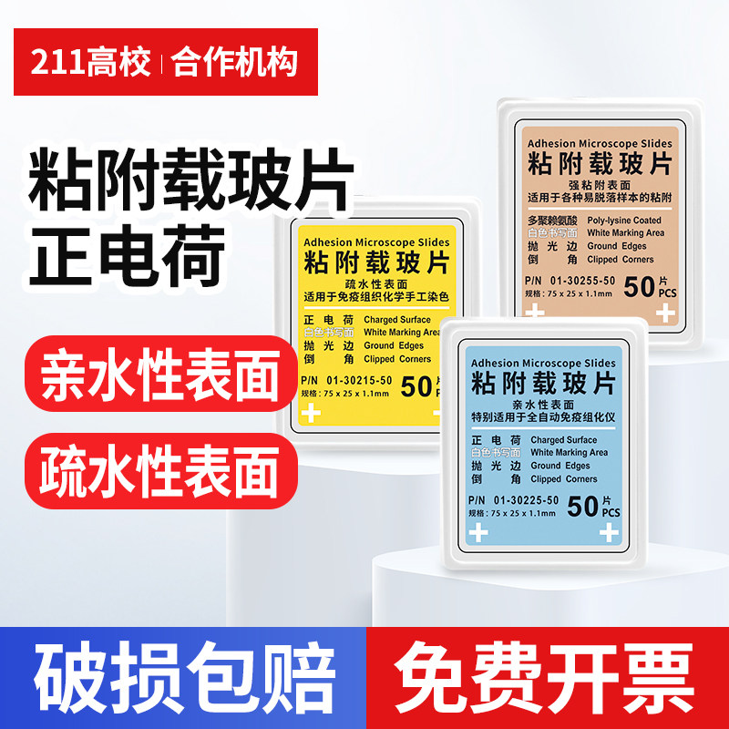 病理防脱粘附载玻片 粘附载玻片表面正电荷疏水性聚赖氨酸液基细胞学沉降式制片