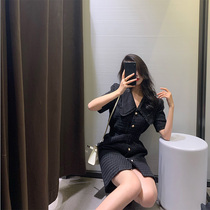 2020 summer dress new womens size black doll collar skirt goddess fan clothes small fragrance temperament wind dress