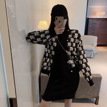 2019 popular autumn fashion suit hooded sweater skirt bottom inner tie dress two-piece female autumn winter temperament