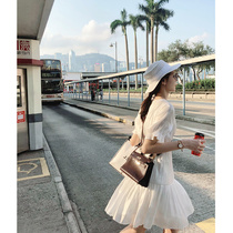 Large size sexy V-neck cold dress Platycodon grandiflorum French slim loose dress ins Super fairy fairy