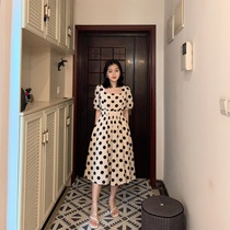 2021 summer dress new womens large size wave dot bubble sleeve skirt temperament goddess fan dress thin dress