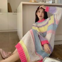 Maternity wear mid-length dress in autumn fashionable Internet celebrity temperamental outer wear during pregnancy loose age-reducing striped sweater skirt