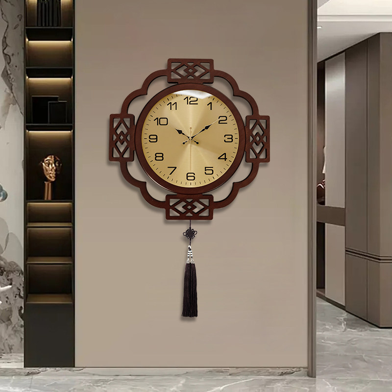 2023 new Chinese home living room silent perpetual calendar with temperature personality Guotide watch personality hanging wall clock-Taobao