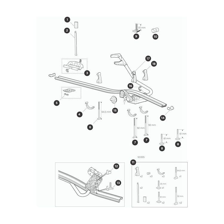THULE trailblazers roof rack ProRide591 parts accessories screw strap 34368 34358