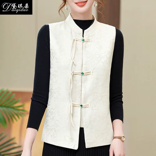Весенний жилет для матери, осенняя куртка, китайский стиль, для среднего возраста, в западном стиле