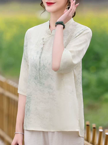 Летняя одежда для матери, комплект, летняя футболка с коротким рукавом для пожилых людей, для среднего возраста, в западном стиле