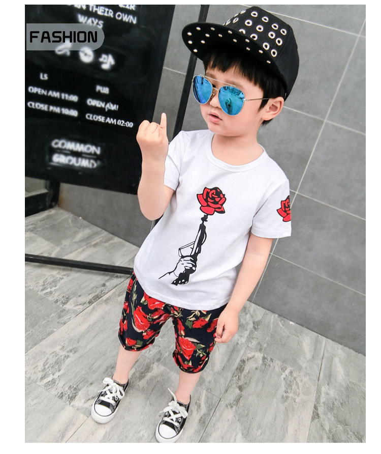 Quần áo trẻ em mùa hè Phiên bản Hàn Quốc 2018 bé trai mới set đồ ngắn tay hai mảnh 3-5 tuổi 2-4 bé mùa hè thủy triều quần áo trẻ em nam