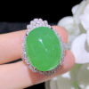 Cuiqin Emperor Bingyang Green Cabochon Ring 18k gold diamond inlaid with natural A-grade jadeite full and translucent