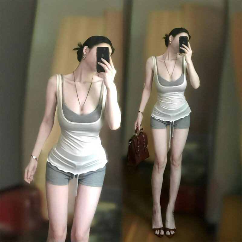 This One Really Understands the Issue! It Eliminates Side Breasts and Perfectly Accentuates the Waist-To-Hip Ratio! Hot Girl Two-Piece Camisole Set This One Really Understands the Issue! It Eliminates Side Breasts and Perfectly Accentuates the Waist-To-Hip Ratio! Hot Girl Two-Piece Camisole Set