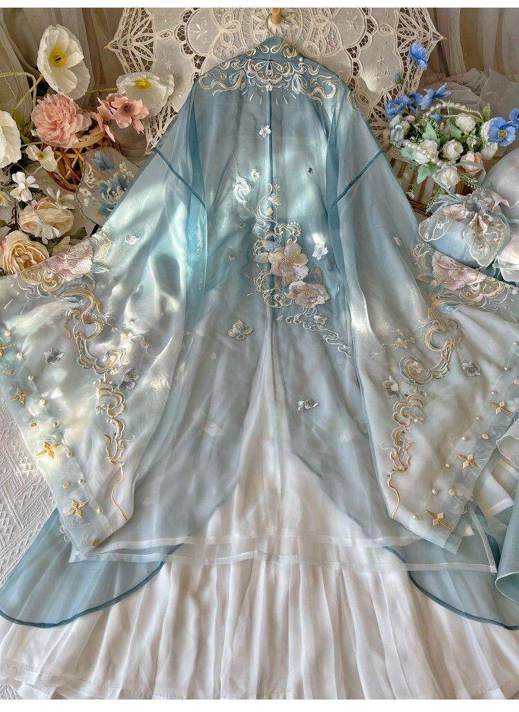 furry福瑞/兽装 如梦见【白茶】原创汉服刺绣汉服唐制绣花大袖衫诃子裙一片式齐胸
