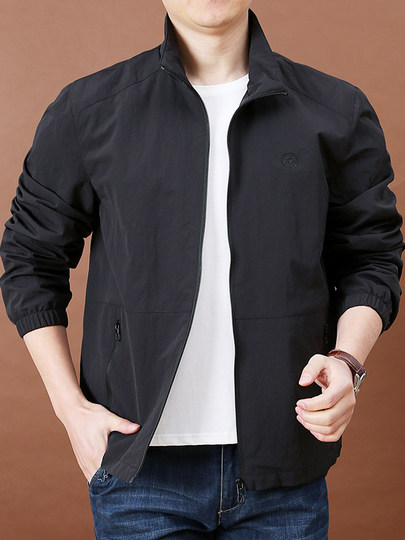 2025春秋户外运动大码宽松夹克衫男时尚休闲舒适弹力茄克衫外套潮