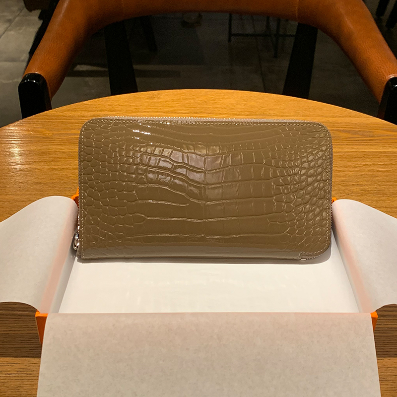 H Home wallet Long version Crocodile print male female universal genuine leather large-capacity pull-up hand bag 2019 new fashion tide