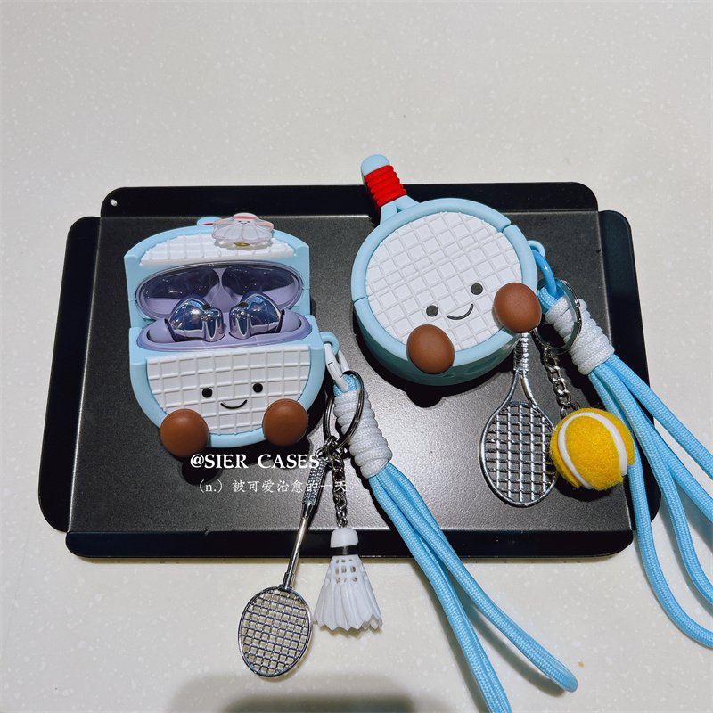 Rotatable Badminton Racket Freeclip2 Protective Case Suitable for Huawei Headphones Freebuds6I Silicone Case Tennis Racket Earphone Case Apple Airpodspro2 Protective Case Personalized Couple 7I