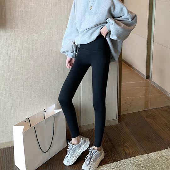 打底裤女秋冬外穿加绒加厚紧身棉裤150小个子裤子瘦身小脚裤冬季