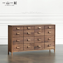 Nordic Full Solid Wood Bucket Cabinet Minimalist Modern Black Peach Wood Bedroom Containing Cabinet Living-room Drawer-Type Multifunctional Lockers