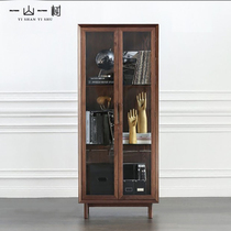 Nordic Solid Wood Bookcase Minimalist Modern Book House Black Walnuts Wood Bookcase With Glass Door Oak Display Cabinet Shelve