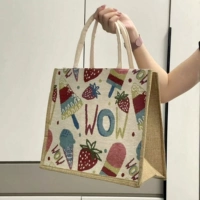 Большая горизонтальная версия [мороженое] с магнитной пряжкой, улучшенная хлопковая сумка.