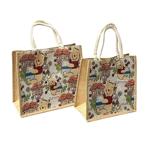 Мультяшная сумка через плечо, вместительная и большая льняная сумка