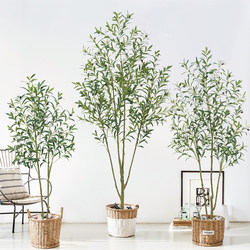 Large Nordic-Style Artificial Plant Hotel Partition Olive Tree Bonsai Indoor Living Room Decoration Fake Potted Green Plant Ornament