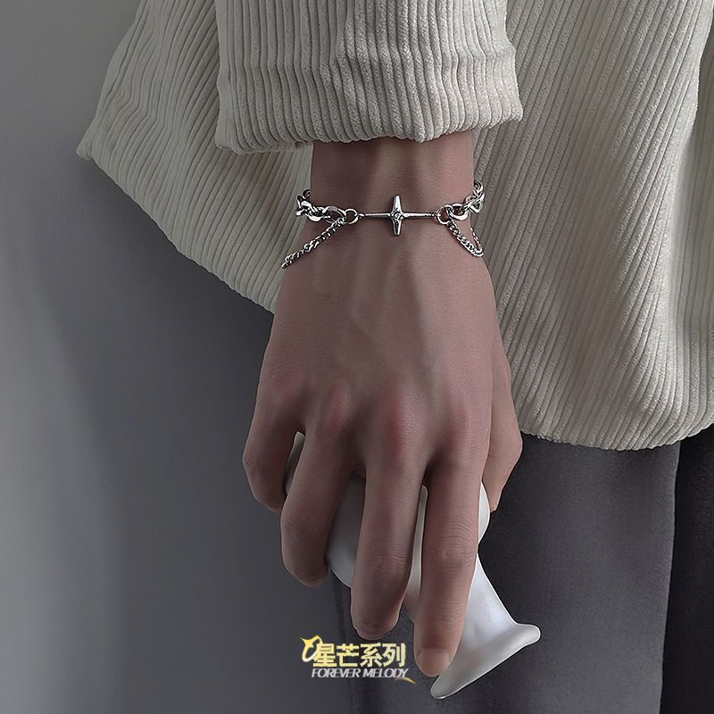 Bracelet for Men, Trendy and High-End, ins Stainless Steel, Niche Design, Men's Jewelry, Minimalist Style, Hip-Hop Style for Women and Men