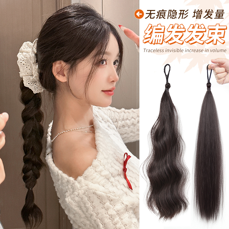 Rubber Band Hair Braids, Braided Hair Extensions, New Chinese-Style Hair Bun, Low Ponytail, Hair Volume Enhancer, Realistic Hair Ring Rubber Band Hair Braids, Braided Hair Extensions, New Chinese-Style Hair Bun, Low Ponytail, Hair Volume Enhancer, Realistic Hair Ring