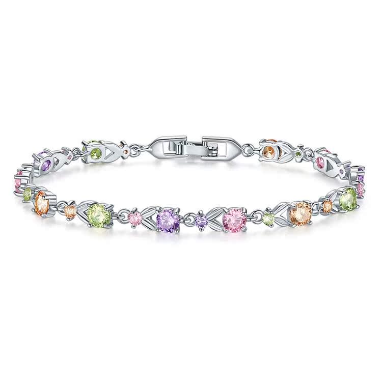 This Year's European and American Fashion Women's Charming and Colorful Bracelet Features Seven-Color Cubic Zirconia Crystal Beads with a Unique Personality This Year's European and American Fashion Women's Charming and Colorful Bracelet Features Seven-Color Cubic Zirconia Crystal Beads with a Unique Personality