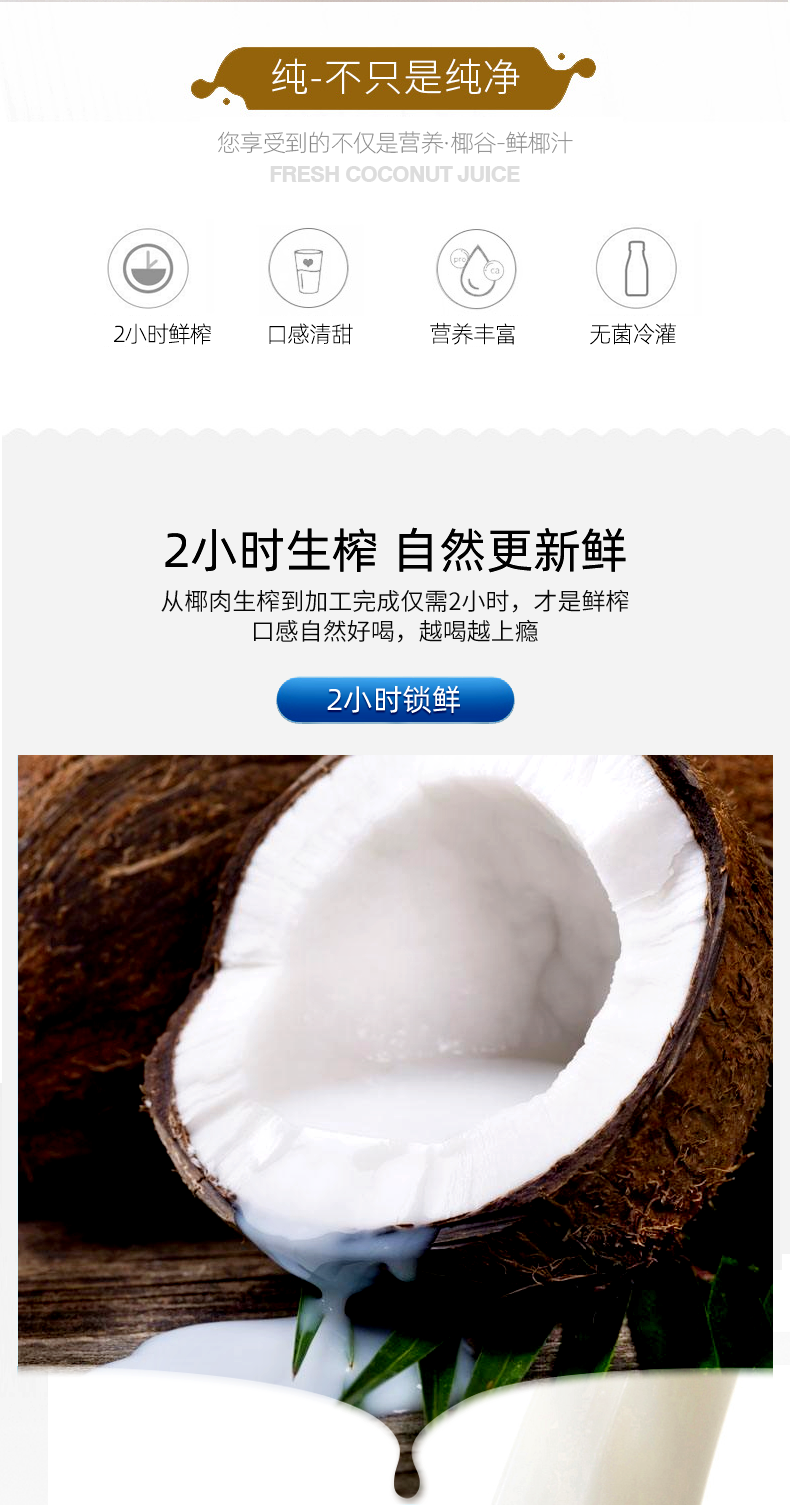 椰谷 2小时鲜榨椰汁 245g*8瓶 图2
