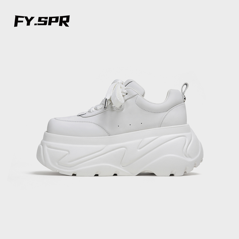 Fangyuan Diary Fyspr Fangyu Series 2026 New Thick-Soled Height-Increasing White Leather Square-Toe Sneakers for Petite Individuals