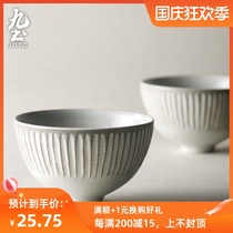 Japanese coarse pottery Rice Bowl home vintage food utensils noodle bowl soup bowl creative single handmade ceramic round tableware thick