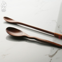 Nine Earth Coffee Spoon Handmade Beech Wood Stir Wood Spoon Retro Coffee Stirring Day Style Spoon Snack Spoon Sweet Spoonful Spoon