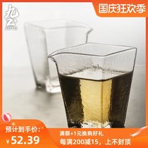 Nine Earth Japanese hammered glass Road cup thickened square uniform Cup handmade heat-resistant Tea Sea kung fu tea set tea divider